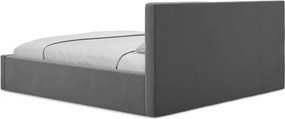 Тъмносиво кадифено двойно легло 140x200 cm тапицирано с място за съхранение и включена подматрачна рамка Hiko – Makamii
