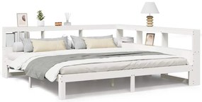 3324371 vidaXL Легло с етажерка за книги, без матрак, 200x200 см, бор масив