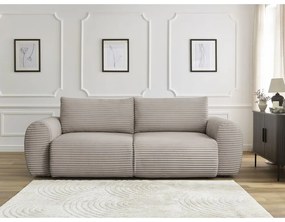 Светлосиво-бежов разтегателен диван от рипсено кадифе 257 cm Lucien – Bobochic Paris