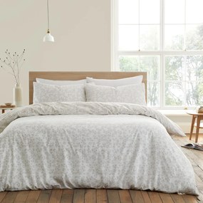 Бежово и бяло памучно спално бельо за двойно легло 200x200 cm Shadow Leaves - Bianca