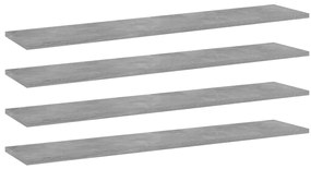 805386 vidaXL Рафтове, 4 бр, бетонно сиви, 100x20x1,5 см, инженерно дърво