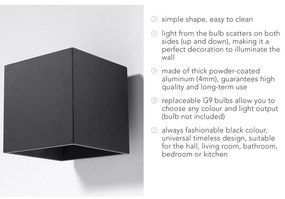 Черна стенна лампа Geo - Sollux
