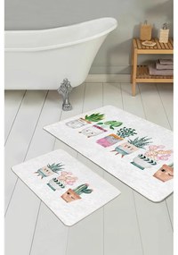 Бели кадифени постелки за баня в комплект от 2 бр. 60x100 cm Succulent – Mila Home