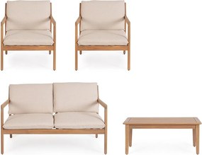 Градински комплект за отдих от масивна акация в естествен цвят за 4 Danubio – Bizzotto