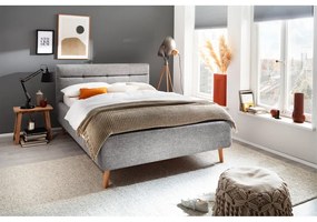 Сиво двойно легло 140x200 cm тапицирано с място за съхранение с включена подматрачна рамка Lotte – Meise Möbel