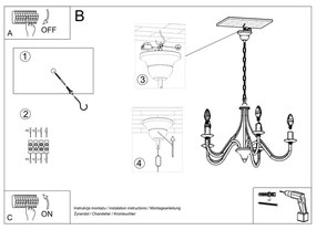 Черна висяща лампа 7 Fiorano - Sollux