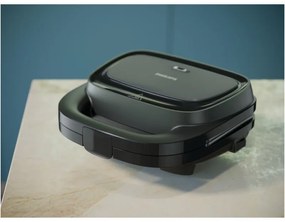 Сандвич тостер Philips HD2331/90 Series 3000, 750 W, За 2 филии/4 триъгълни сандвича, Незалепващи алуминиеви плочи, Черен