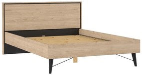 Двойно легло от дъбов декор с включена подматрачна рамка в естествен цвят 140x200 cm Ry – Tvilum