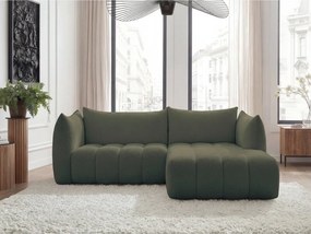 Зелен ъглов диван от прежда с примки от букле (десен ъгъл) Azra – Bobochic Paris