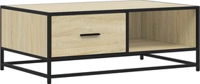 848755 vidaXL Кафе маса, сонома дъб, 90x57x35 см, инженерно дърво и метал