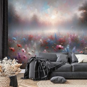 Тапет – Нежни цветя в мъглива мъгла