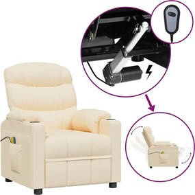 3143512 vidaXL Електрически масажен стол, кремав, текстил