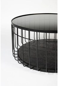 Черна кръгла масичка за кафе със стъклен плот 80x80 cm Lance – White Label