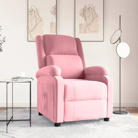 342403 vidaXL Реклайнер стол, розов, кадифе