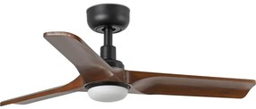 FARO 33806WT-1TW - LED Димируем вентилатор HEYWOOD S 10W/230V дърво/черен Ø 90 см WT + д.у.