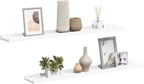 323930 vidaXL Рафтове за фоторамки, 2 бр, бели, 80x9x3 см, МДФ