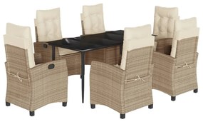 3212807 vidaXL Градински комплект с възглавници, 7 части, бежов полиратан
