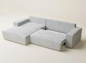 Светлосив шенилов сгъваем/с място за съхранение ъглов диван (ляв ъгъл) Maze – Maison de Rêve