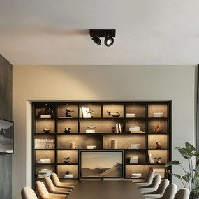 Модерен повърхностно монтиран прожектор черен вкл. димируема LED 2-светлини - Apollo