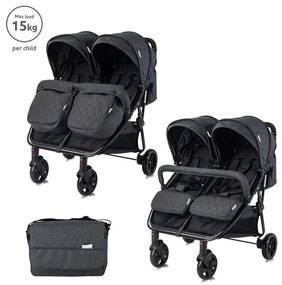 Детска количка за близнаци DUO LORELLI - BLACK