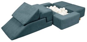 Тюркоазено велурено игрище от пяна 100x35x40 cm Montessori – Meowbaby