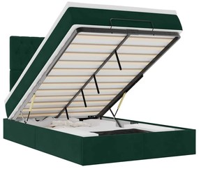 3314387 vidaXL Османска легло с матраци и LED, тъмнозелено, 120x200 см, кадифе