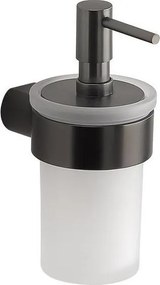 Gedy - Стенен дозатор за течен сапун PIRENEI 110 мл млечно стъкло/металик сиво