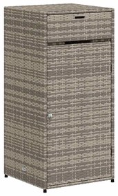 365561 vidaXL Градински шкаф за съхранение, сив, 55x55x111 см, полиратан