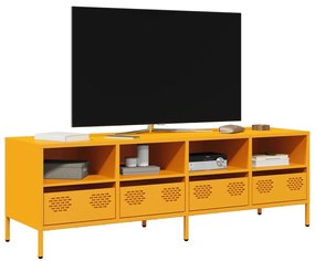 851331 vidaXL ТВ шкаф горчица жълто 135x39x43,5 см студеновалцувана стомана
