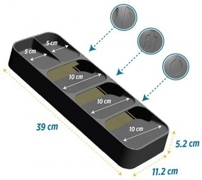 Horecano - Пластмасов органайзер за прибори с 5 разделения 39x11,2xh5,2см бял(50809-W)