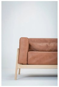 Диван от коняк кафява биволска кожа с масивна дъбова конструкция , 210 см Fawn - Gazzda