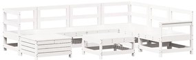 3250597 vidaXL Градински комплект диван от 8 части, бял, бор масив