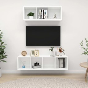 3079790 vidaXL Комплект ТВ шкафове от 2 части, бял, инженерно дърво