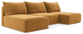 Оранжев разтегателен ъглов диван с място за съхранение Kalena – Makamii
