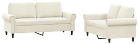 3202218 vidaXL Комплект дивани от 2 части с възглавници, кремав, кадифе