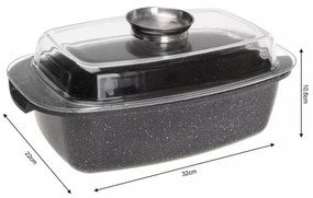 Ростер за фурна и котлон Kinghoff KH 1608, 5.5 литра, Капак с дозатор, Мраморно покритие, Индукция, Черен