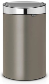 Кош за боклук Brabantia Touch Bin New 650529, 40 л, Безшумно и плавно затваряне, Плосък гръб, Сив/инокс