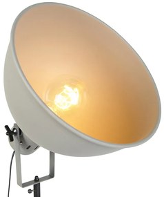 Индустриална подова лампа на дървен триножник с сива абажура - Laos