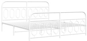 377187 vidaXL Метална рамка за легло с горна и долна табла, бяла, 160x200 см