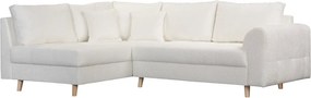 Бял ъглов диван от плат букле (ляв ъгъл) Ariella - Ropez