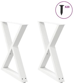 4012725 vidaXL Крака за трапезна маса, 2 бр., бели, 70 x (72-73,3) см, стомана