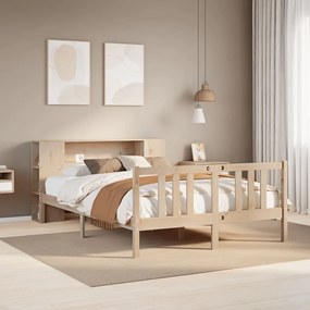 3322275 vidaXL Легло с етажерка за книги, без матрак, 135x190 см, бор масив
