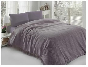 Лилава памучна покривка за двойно легло Pique, 220 x 240 cm - Mijolnir