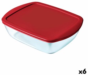 Херметическа Кутия за Обяд Pyrex Cook & store Червен Cтъкло (400 ml) (6 броя)