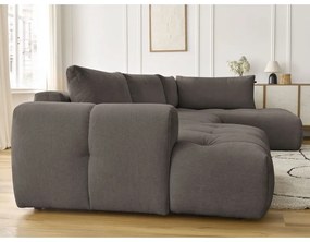 Кафяво-сив сгъваем/с място за съхранение ъглов диван (десен ъгъл/U форма) Fuji – Bobochic Paris