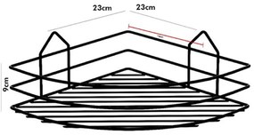 Ъглова етажерка за баня на 1 ниво TEKNO TEL BK 001, 23х23х9 см, Закрепване с дюбел, Хром
