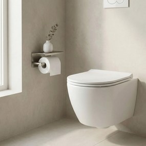 Държач за тоалетна хартия с етажерка 6613 Modern Nickel Brush