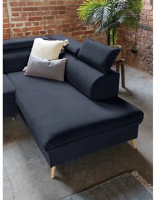 Тъмносин кадифен U-образен ъглов диван (десен ъгъл) Sweet Harmony - Miuform