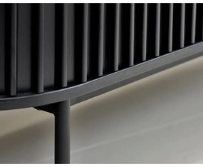 Черен нисък скрин в дъбов декор с плъзгащи се врати 73x160 cm Siena - Unique Furniture