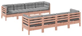 3299363 vidaXL Градински комплект с възглавници, 9 части, дугласка ела масив